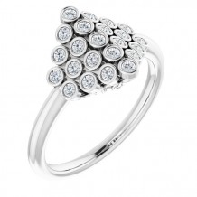 14K White 1/3 CTW Diamond Bezel-Set Cluster Ring