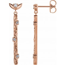 14K Rose 1/8 CTW Diamond Vintage-Inspired Dangle Earrings