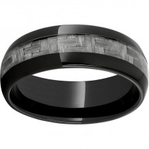 Black Diamond Ceramic Domed Band with 4mm Gray Carbon Fiber Inlay