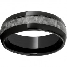 Black Diamond Ceramic Domed Band with 4mm Gray Carbon Fiber Inlay