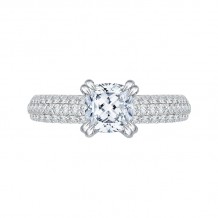Shah Luxury 14K White Gold Cushion Cut Diamond Cathedral Style Engagement Ring with Euro Shank (Semi-Mount)
