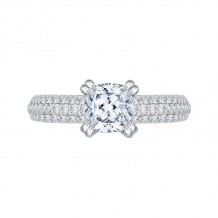 Shah Luxury 14K White Gold Cushion Cut Diamond Cathedral Style Engagement Ring with Euro Shank (Semi-Mount)