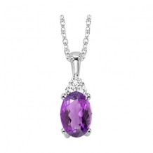 Gems One 10Kt White Gold Diamond (1/50Ctw) & Amethyst (1/2 Ctw) Pendant