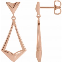 14K Rose Geometric Dangle Earrings with Backs