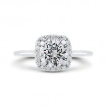 Shah Luxury 14K White Gold Round Diamond Halo Engagement Ring (Semi-Mount)