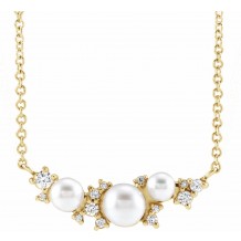 14K Yellow Akoya Cultured Pearl & .08 CTW Diamond 16 Necklace