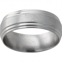 Titanium Flat Band with Double Grooved Edges and Stone Finish