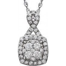 14K White 3/4 CTW Halo-Style Diamond 18 Necklace