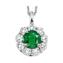 Gems One 14Kt White Gold Diamond (3/8Ctw) & Emerald (1/2 Ctw) Pendant