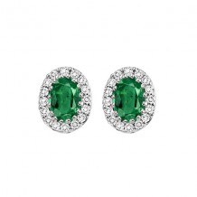 Gems One 14Kt White Gold Diamond (1/5Ctw) & Emerald (7/8 Ctw) Earring