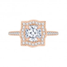 Shah Luxury 14K Rose Gold Cushion Cut Diamond Halo Vintage Engagement Ring (Semi-Mount)