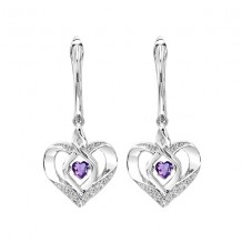 Gems One Silver Diamond (1/50 Ctw) & Created-Amethyst Earring