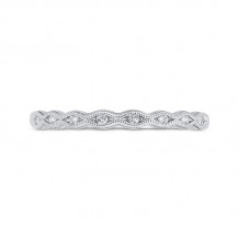 Shah Luxury 14K White Gold Diamond Wedding Band with Milgrain