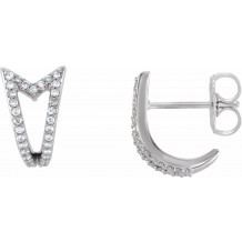 14K White 1/6 CTW Diamond Geometric J-Hoop Earrings