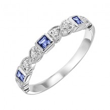 Gems One 10Kt White Gold Diamond (1/12Ctw) & Sapphire (1/5 Ctw) Ring