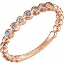 14K Rose Aquamarine Stackable Ring