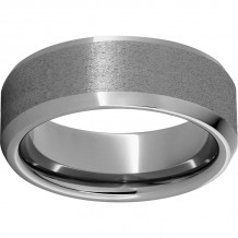 Rugged Tungsten  8mm Beveled Edge Band with Stone Finish
