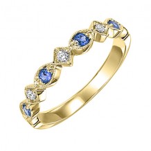 Gems One 14Kt Yellow Gold Diamond (1/20Ctw) & Sapphire (1/6 Ctw) Ring
