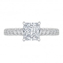Shah Luxury 14K White Gold Princess Cut Diamond Cathedral Style Engagement Ring (Semi-Mount)