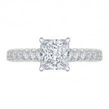 Shah Luxury 14K White Gold Princess Cut Diamond Cathedral Style Engagement Ring (Semi-Mount)