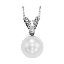 Gems One 14Kt White Gold Diamond (1/50Ctw) & Pearl (1/2 Ctw) Pendant