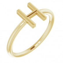 14K Yellow Initial H Ring