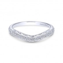 Gabriel & Co. 14k White Gold Victorian Curved Wedding Band