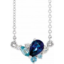 14K White Multi-Gemstone & .06 CTW Diamond 18 Necklace