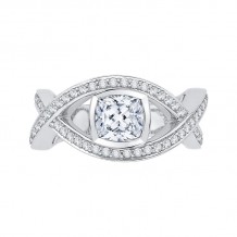 Shah Luxury 14K White Gold Cushion Diamond Engagement Ring with Split Shank (Semi-Mount)