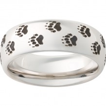 Serinium Domed Band with Bear Track Laser Engraving