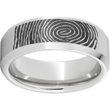 Serinium Beveled Edge Band with Fingerprint Laser Engraving