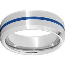 Serinium Beveled Edge Band with Thin Blue Line Inlay