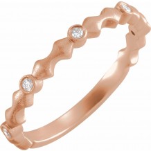 14K Rose .07 CTW Diamond Anniversary Band with Bead Blast Finish