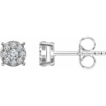 14K White 1/4 CTW Diamond Cluster Stud Earrings