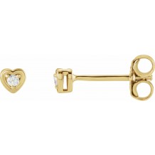 14K Yellow .03 CTW Diamond Youth Heart Earrings