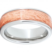 Serinium Pipe Cut Band with Bark Finish Copper Inlay
