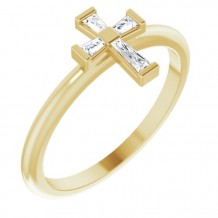 14K Yellow 1/10 CTW Diamond Stackable Cross Ring