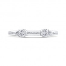 Shah Luxury 14K White Gold Pear Diamond Wedding Band