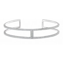 14K White 3/4 CTW Diamond Cuff 6 Bracelet