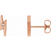 14K Rose .03 CTW Diamond Lighting Bolt Earrings