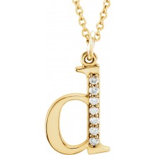 14K Yellow .03 CTW Diamond Lowercase Initial d 16 Necklace