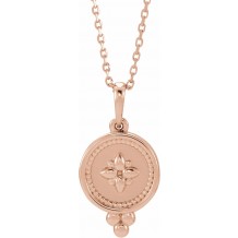 14K Rose Beaded Disc 16-18 Necklace