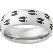 Serinium Domed Band with Deer Tracks Laser Engraving
