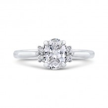 Shah Luxury Oval Diamond Engagement Ring In 14K White Gold (Semi-Mount)