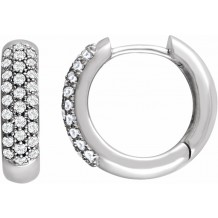 14K White 1/2 CTW Diamond Pavu00e9 Hoop Earrings