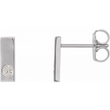 14K White .06 CTW Diamond Bar Earrings