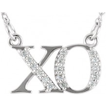 14K White .07 CTW Diamond XO  16 1/2 Necklace