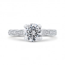 Shah Luxury 14K White Gold Round Diamond Engagement Ring (Semi-Mount)