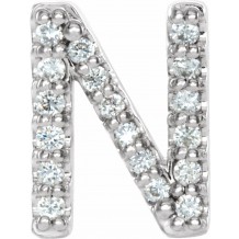 14K White .06 CTW Diamond Single Initial N Earring