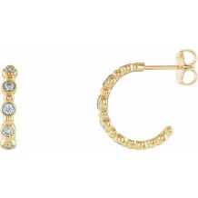 14K Yellow 3/8 CTW Diamond Beaded Hoop Earrings